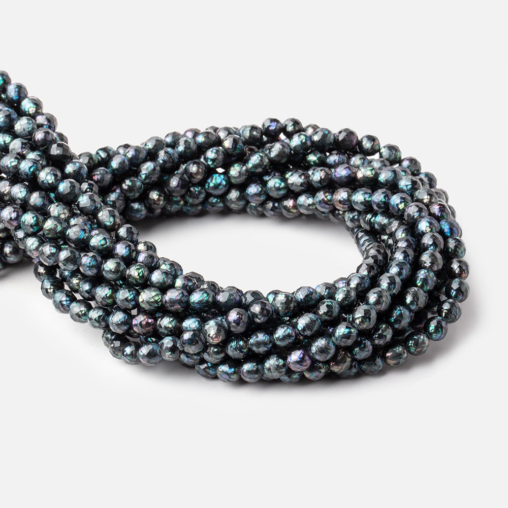 6mm Dark Teal Faceted Round Freshwater Pearls 15.5 inch 63 pieces (ONLINE ORDER ONLY)