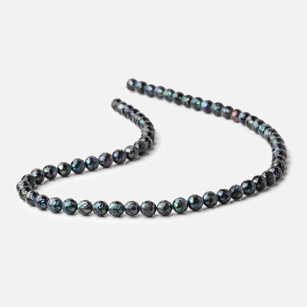6mm Dark Teal Faceted Round Freshwater Pearls 15.5 inch 63 pieces (ONLINE ORDER ONLY)