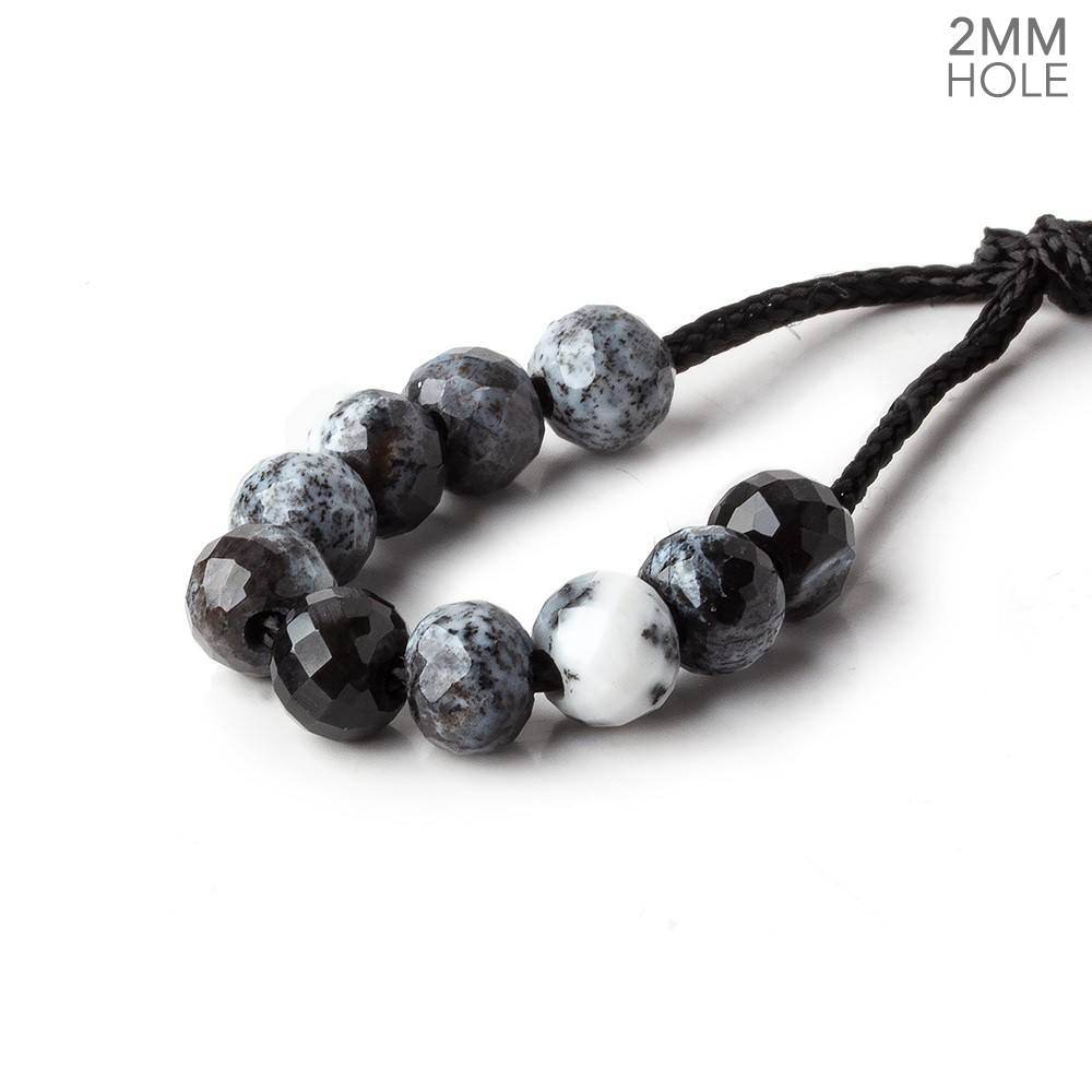 6mm Dendritic Opal 2mm Large Hole Faceted Rondelle Bead Set of 10 (ONLINE ORDER ONLY)