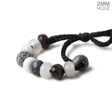 6mm Dendritic Opal 2mm Large Hole Faceted Rondelle Set of 10 Beads (ONLINE ORDER ONLY)