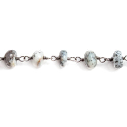 6mm Dendritic Opal plain rondelle Black Gold plated Chain by the foot 35 beads (ONLINE ORDER ONLY)