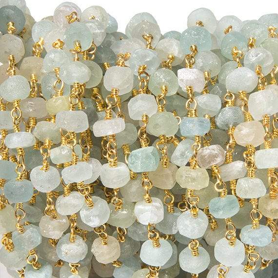 6mm Frosted Beryl rondelle Gold plated Chain (ONLINE ORDER ONLY)