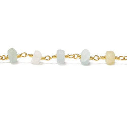 6mm Frosted Beryl rondelle Gold plated Chain (ONLINE ORDER ONLY)