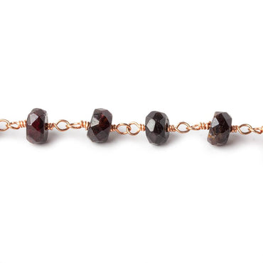 6mm Garnet faceted rondelle Rose Gold Chain by the foot 30 pieces (ONLINE ORDER ONLY)