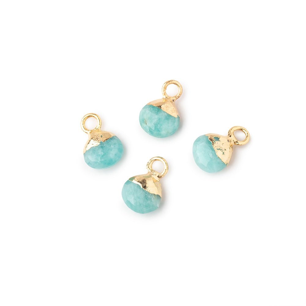 6mm Gold Leafed Amazonite Faceted Heart Set of 4 Pendants (ONLINE ORDER ONLY)