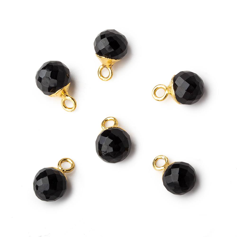 6mm Gold Leafed Black Chalcedony Candy Kiss focal bead Pendant sold as 1 piece (ONLINE ORDER ONLY)