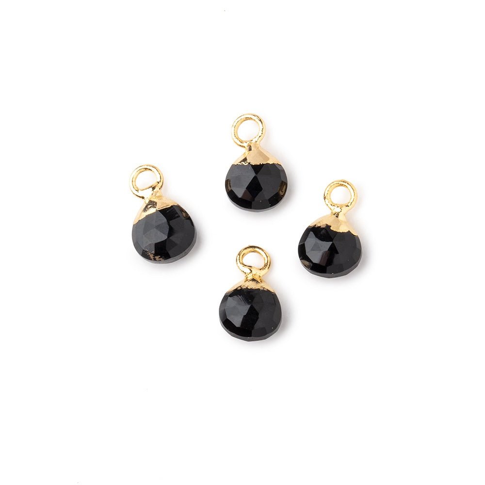 6mm Gold Leafed Black Onyx Faceted Heart Set of 4 Pendants (ONLINE ORDER ONLY)