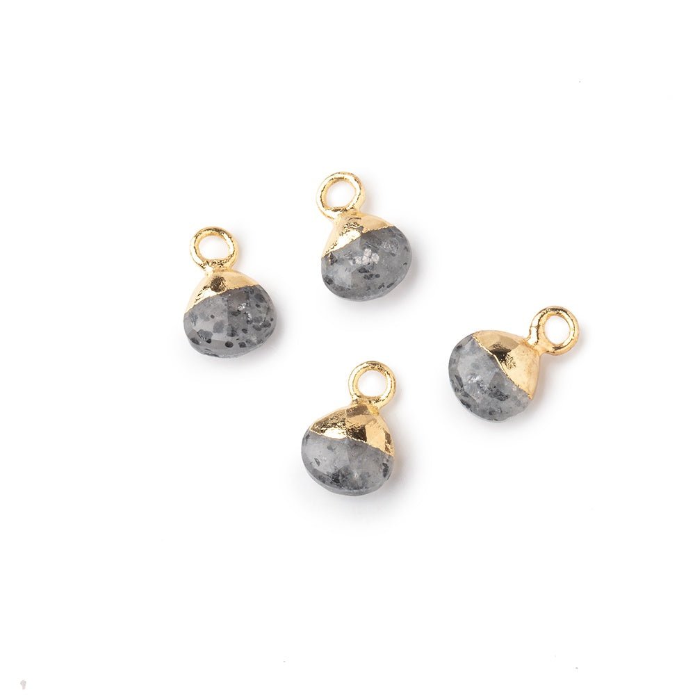 6mm Gold Leafed Celestial Quartz Faceted Heart Set of 4 Pendants (ONLINE ORDER ONLY)