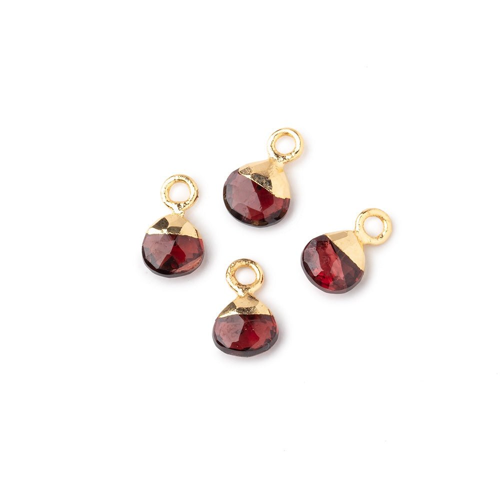 6mm Gold Leafed Garnet Faceted Heart Set of 4 Pendants (ONLINE ORDER ONLY)