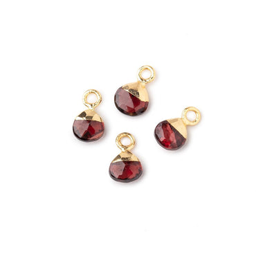 6mm Gold Leafed Garnet Faceted Heart Set of 4 Pendants (ONLINE ORDER ONLY)