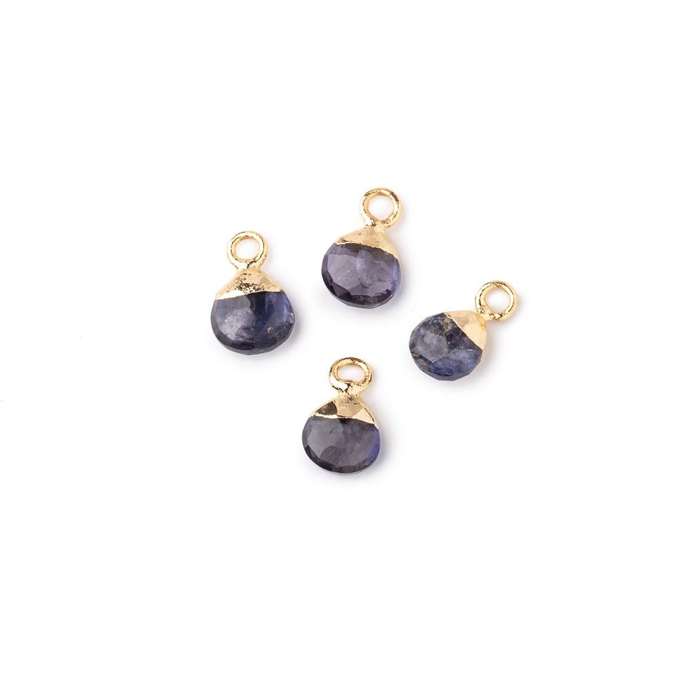 6mm Gold Leafed Iolite Faceted Heart Set of 4 Pendants (ONLINE ORDER ONLY)