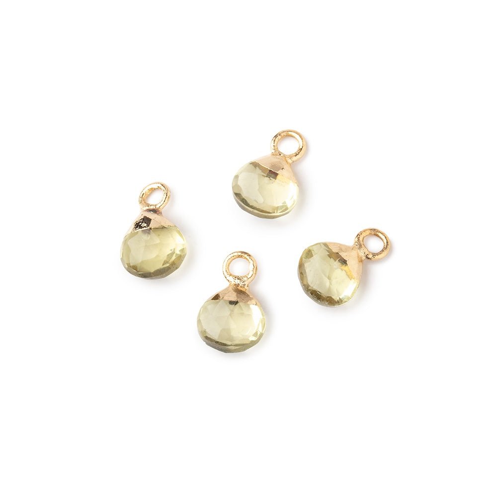 6mm Gold Leafed Lemon Quartz Faceted Heart Set of 4 Pendants (ONLINE ORDER ONLY)