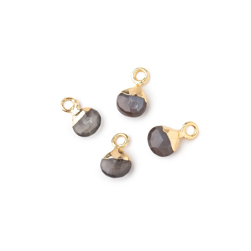 6mm Gold Leafed Platinum Moonstone Faceted Heart Set of 4 Pendants (ONLINE ORDER ONLY)