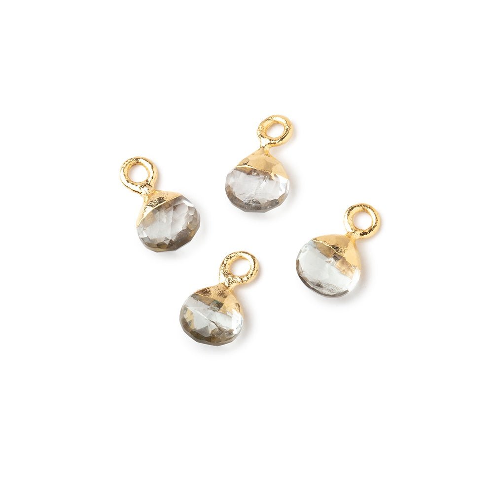 6mm Gold Leafed Prasiolite Faceted Heart Set of 4 Pendants (ONLINE ORDER ONLY)