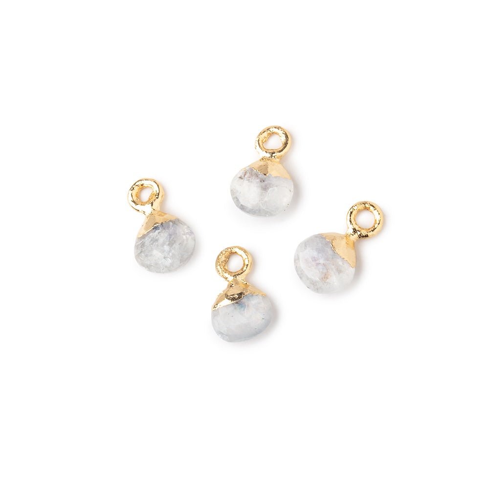 6mm Gold Leafed Rainbow Moonstone Faceted Heart Set of 4 Pendants (ONLINE ORDER ONLY)