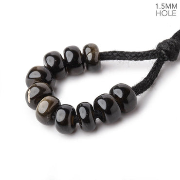 6mm Golden Sheen Obsidian 1.5mm Large Hole Plain Rondelle Set of 10 (ONLINE ORDER ONLY)