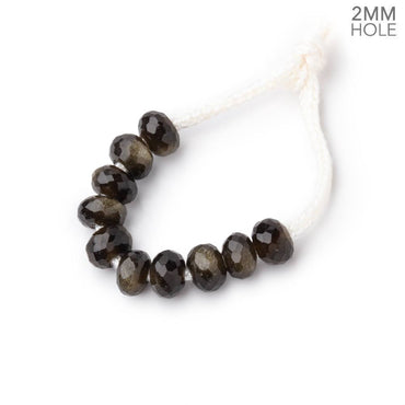 6mm Golden Sheen Obsidian 2mm Large Hole Faceted Rondelle Beads Set of 10 (ONLINE ORDER ONLY)