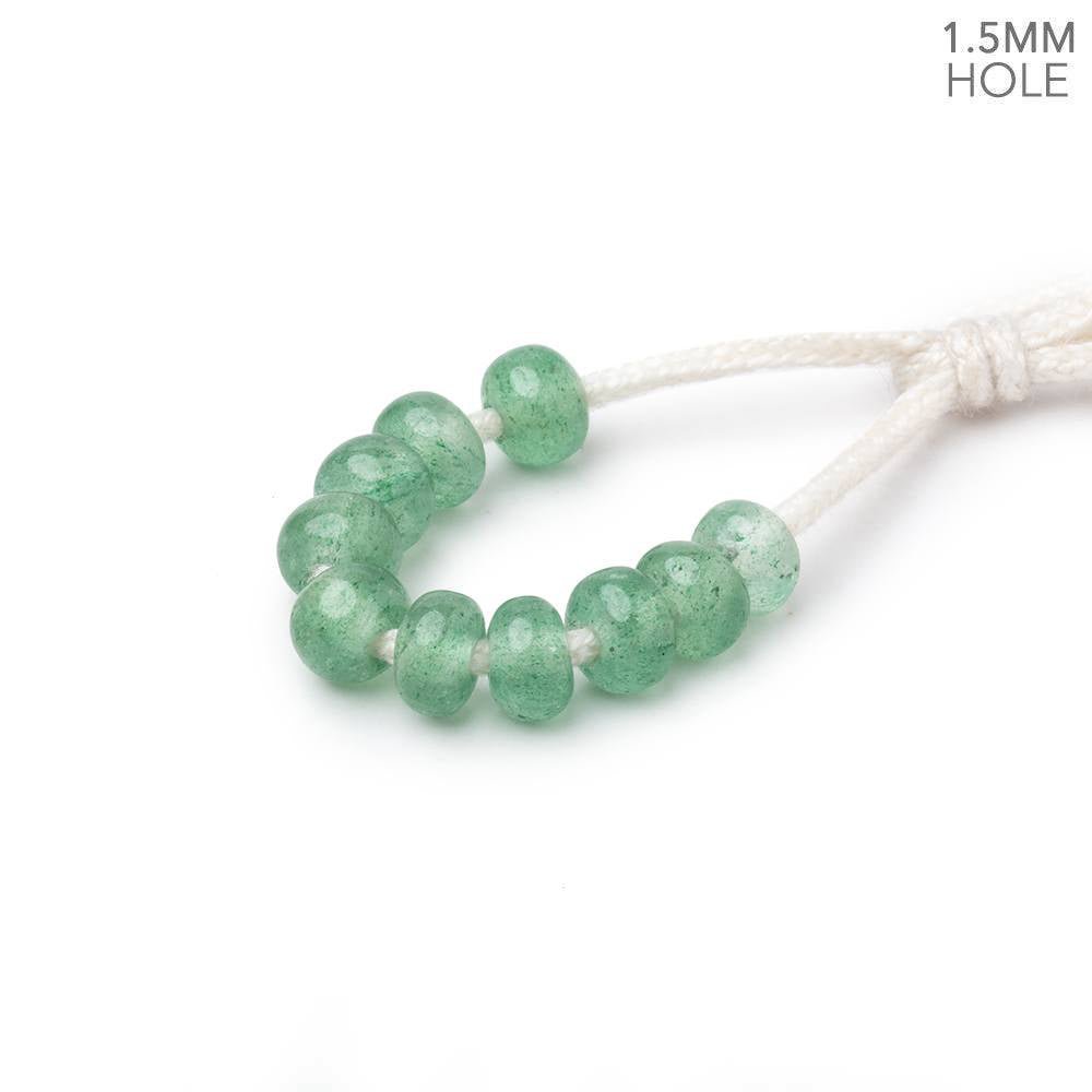 6mm Green Aventurine 1.5mm Large Hole Plain Rondelle Set of 10 (ONLINE ORDER ONLY)
