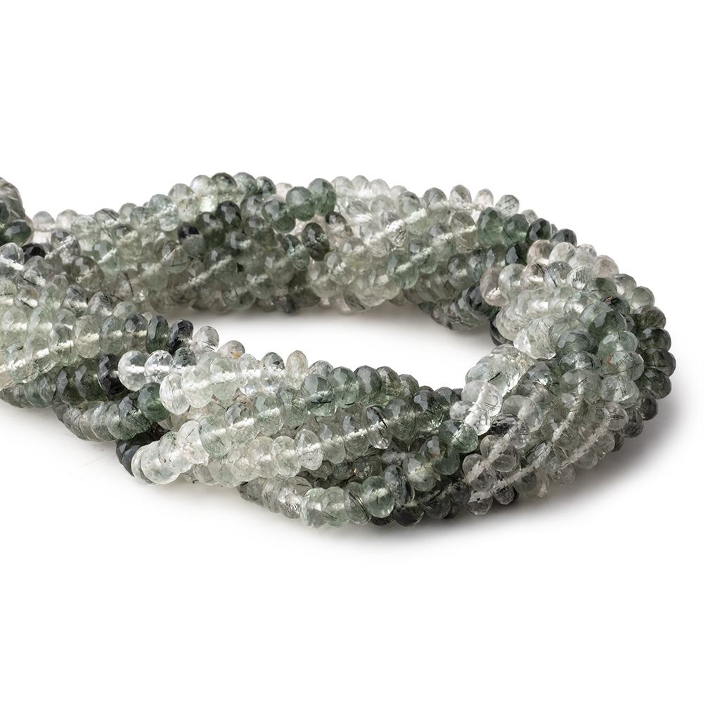 6mm Green Tourmalinated Quartz Faceted Rondelle Beads 15 inch 100 pieces (ONLINE ORDER ONLY)