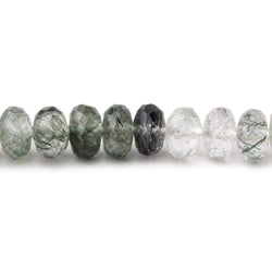 6mm Green Tourmalinated Quartz Faceted Rondelle Beads 15 inch 100 pieces (ONLINE ORDER ONLY)