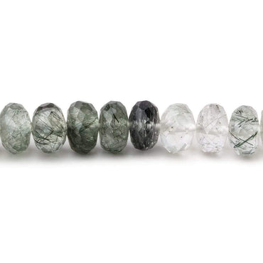 6mm Green Tourmalinated Quartz Faceted Rondelle Beads 15 inch 100 pieces (ONLINE ORDER ONLY)