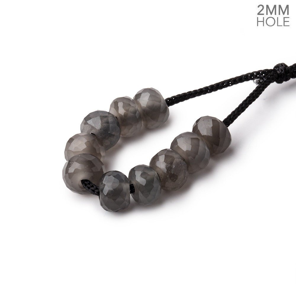 6mm Grey Moonstone 2mm Large Hole Faceted Rondelle Set of 10 Beads (ONLINE ORDER ONLY)