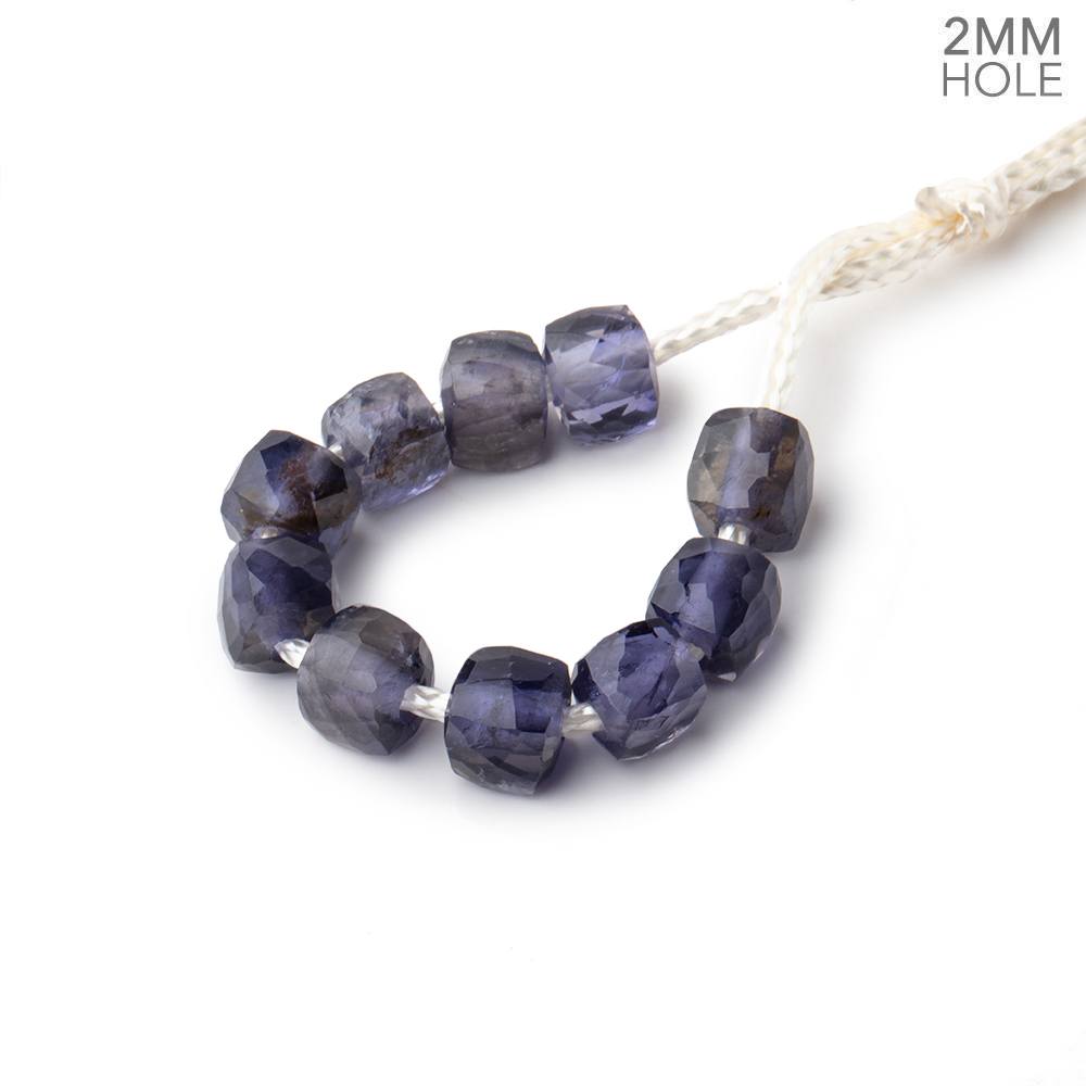 6mm Iolite 2mm Large Hole Faceted Cube Beads Set of 10 (ONLINE ORDER ONLY)