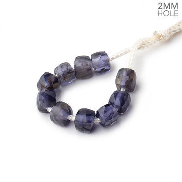 6mm Iolite 2mm Large Hole Faceted Cube Beads Set of 10 (ONLINE ORDER ONLY)