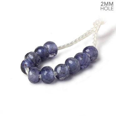 6mm Iolite 2mm Large Hole Faceted Rondelle Bead Set of 10 (ONLINE ORDER ONLY)