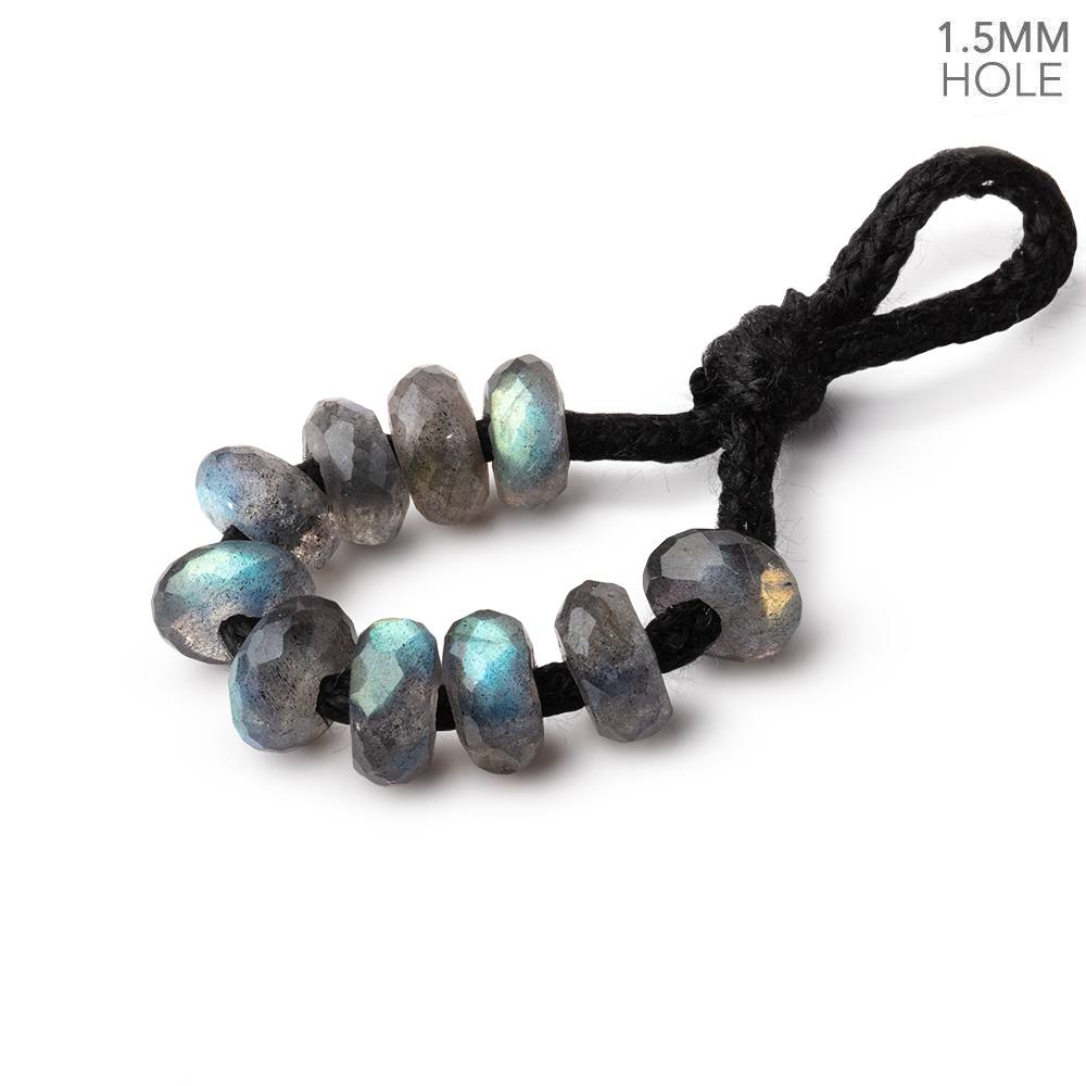 6mm Labradorite 1.5mm Large Hole Faceted Rondelle Set of 10 Beads (ONLINE ORDER ONLY)