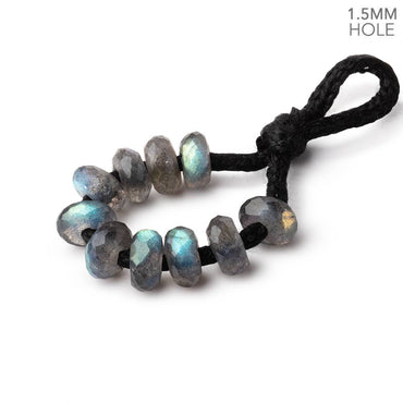 6mm Labradorite 1.5mm Large Hole Faceted Rondelle Set of 10 Beads (ONLINE ORDER ONLY)