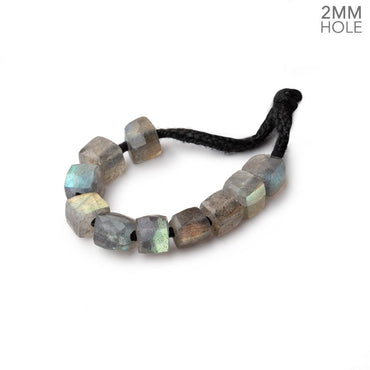 6mm Labradorite 2mm Large Hole Faceted Cube Beads Set of 8 (ONLINE ORDER ONLY)