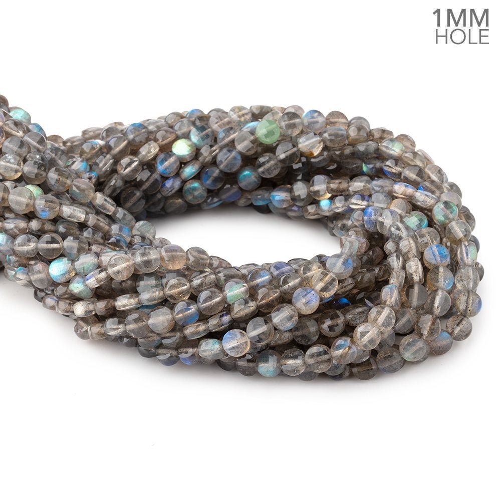 6mm Labradorite Checkerboard Calibrated Faceted Coins 15 inch 60 beads (ONLINE ORDER ONLY)