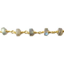 6mm Labradorite plain Heishi Gold Plated Chain by the foot (ONLINE ORDER ONLY)