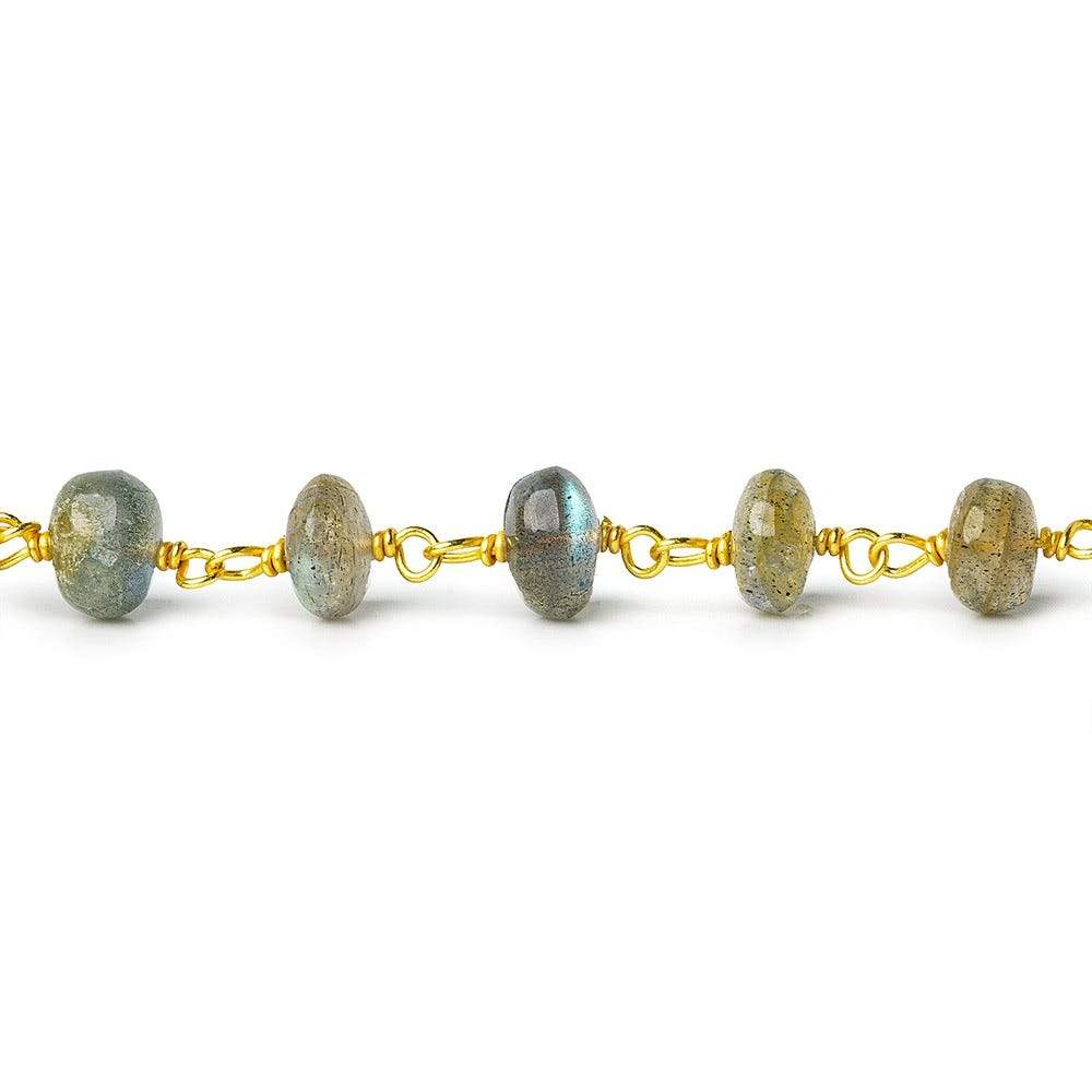 6mm Labradorite plain rondelle Vermeil Chain by the foot 35 pcs (ONLINE ORDER ONLY)
