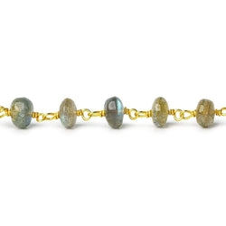 6mm Labradorite plain rondelle Vermeil Chain by the foot 35 pcs (ONLINE ORDER ONLY)
