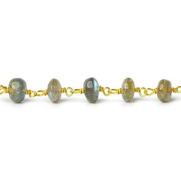 6mm Labradorite plain rondelle Vermeil Chain by the foot 35 pcs (ONLINE ORDER ONLY)