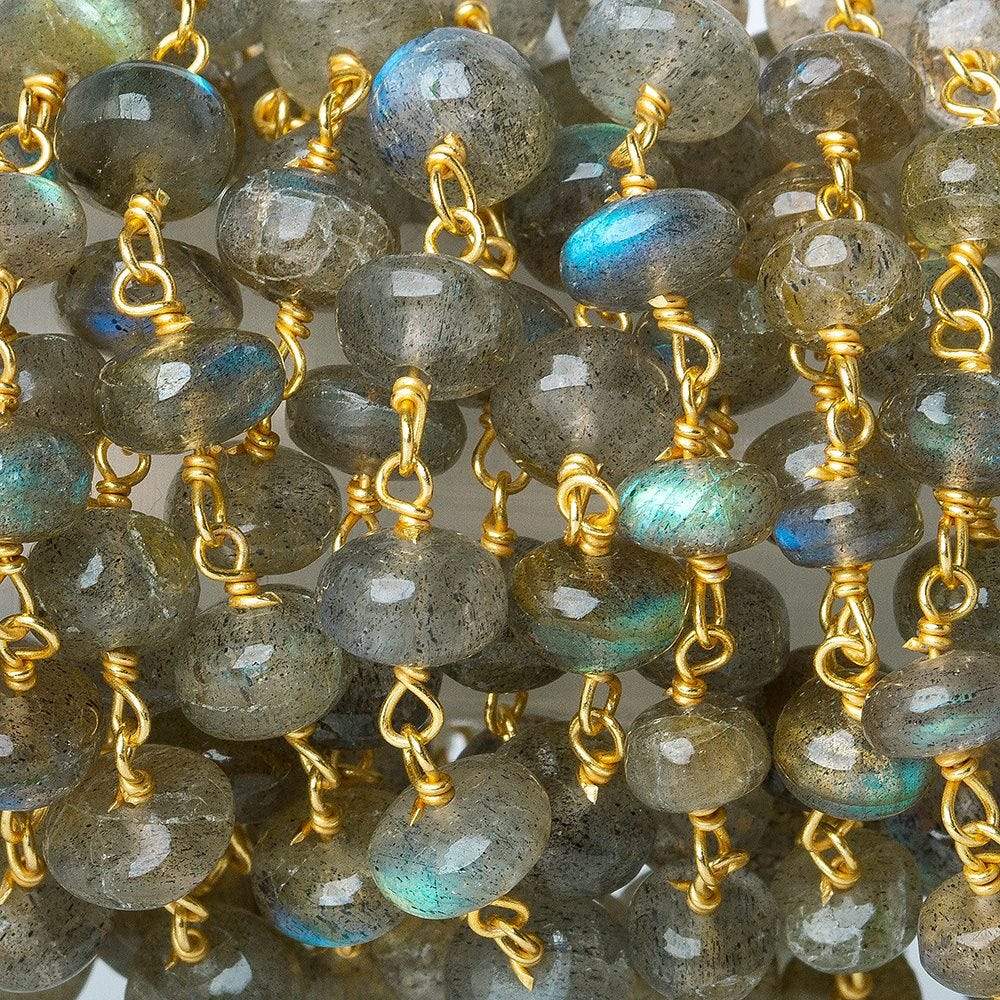 6mm Labradorite plain rondelle Vermeil Chain by the foot 35 pcs (ONLINE ORDER ONLY)