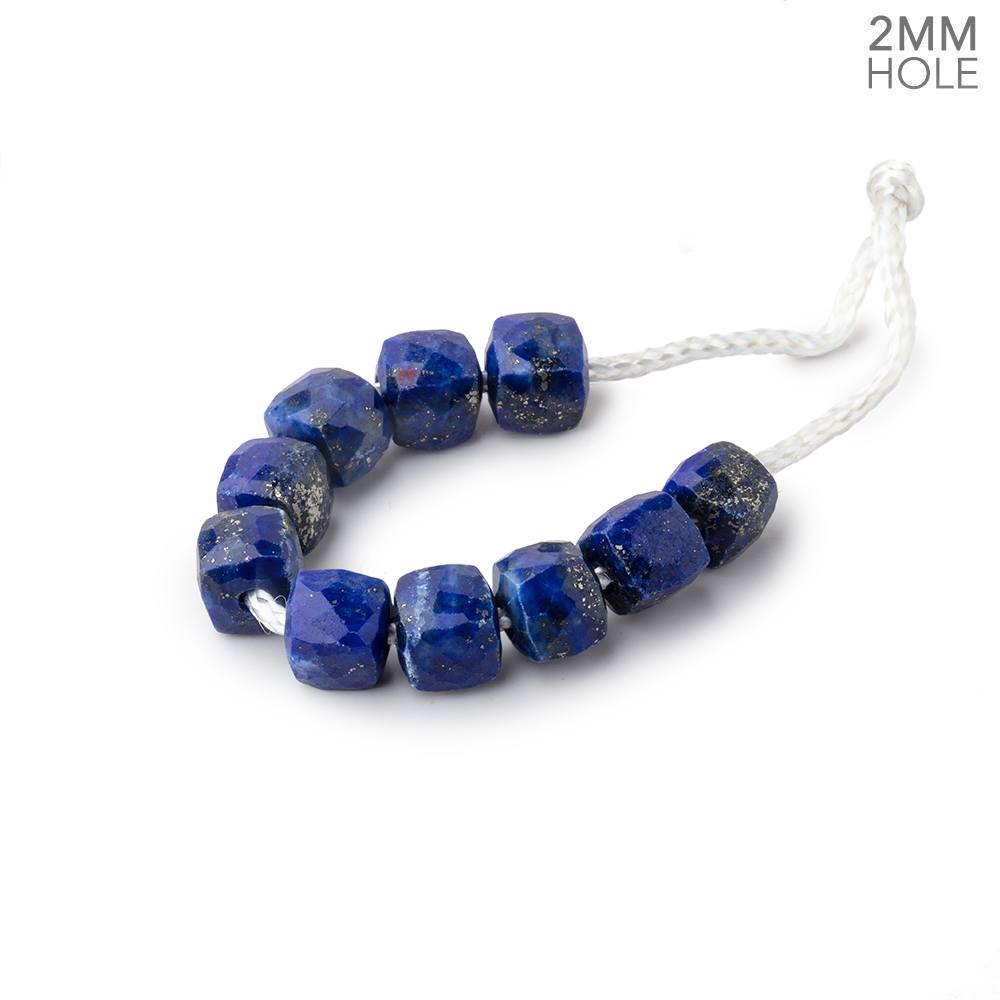 6mm Lapis Lazuli 2mm Large Hole Faceted Cube Beads Set of 10 (ONLINE ORDER ONLY)