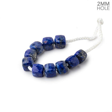6mm Lapis Lazuli 2mm Large Hole Faceted Cube Beads Set of 10 (ONLINE ORDER ONLY)