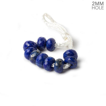 6mm Lapis Lazuli 2mm Large Hole Faceted Rondelle Set of 10 Beads (ONLINE ORDER ONLY)