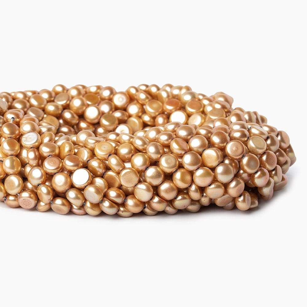 6mm Latte Golden Brown Button Freshwater Pearls 16 inch 61 pcs AAA (ONLINE ORDER ONLY)