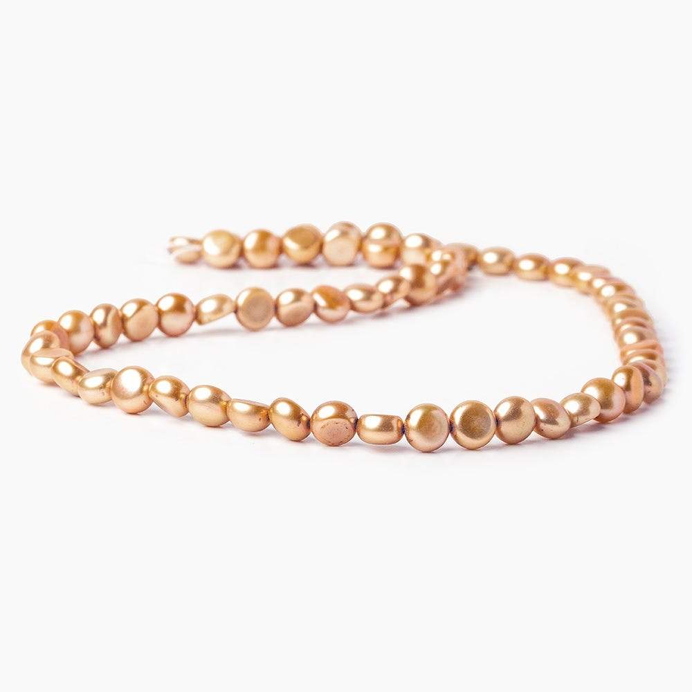 6mm Latte Golden Brown Button Freshwater Pearls 16 inch 61 pcs AAA (ONLINE ORDER ONLY)