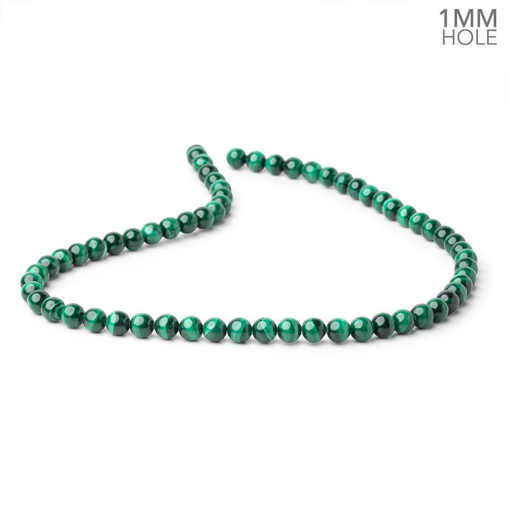 6mm Malachite Plain Round Beads 15.5 inch 64 pieces 1mm Hole (ONLINE ORDER ONLY)