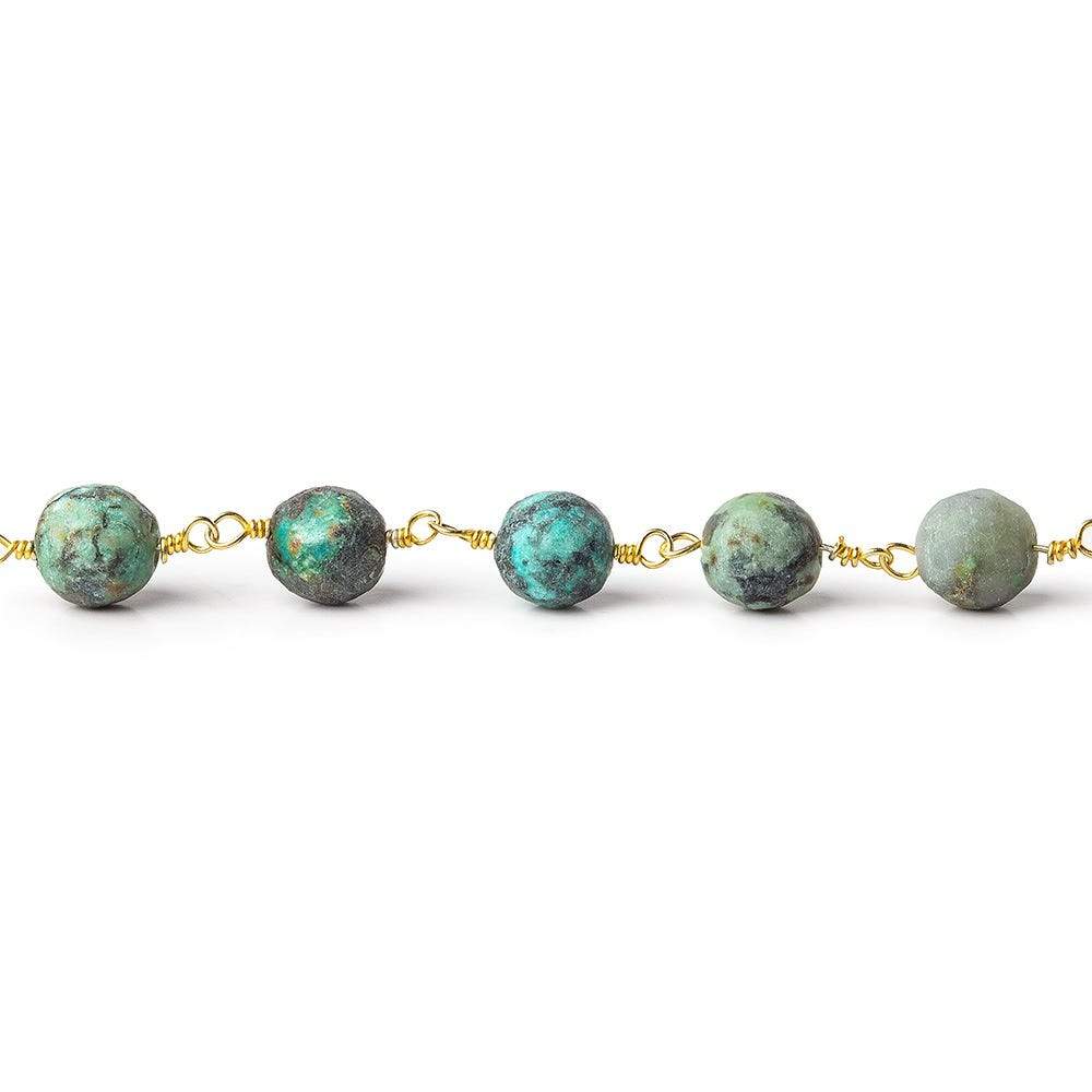 6mm Matte African Turquoise rounds on Gold plated Chain (ONLINE ORDER ONLY)