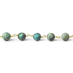 6mm Matte African Turquoise rounds on Gold plated Chain (ONLINE ORDER ONLY)