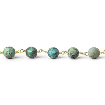 6mm Matte African Turquoise rounds on Gold plated Chain (ONLINE ORDER ONLY)