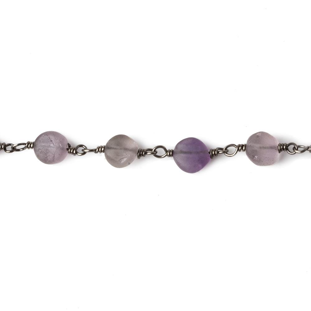 6mm Matte Amethyst plain coin Black Gold plated Chain by the foot 26 pieces (ONLINE ORDER ONLY)