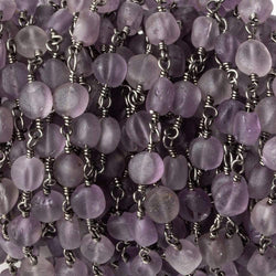 6mm Matte Amethyst plain coin Black Gold plated Chain by the foot 26 pieces (ONLINE ORDER ONLY)