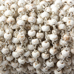 6mm Matte Howlite faceted rondelle Silver plated Chain by the foot 28 pieces (ONLINE ORDER ONLY)